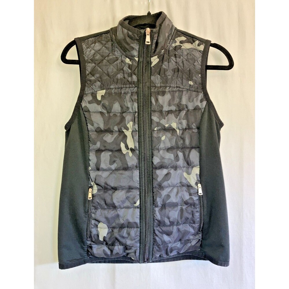 Lauren Ralph Lauren Active Women's M Black Camo Quilted Vest Jacket Full Zip
